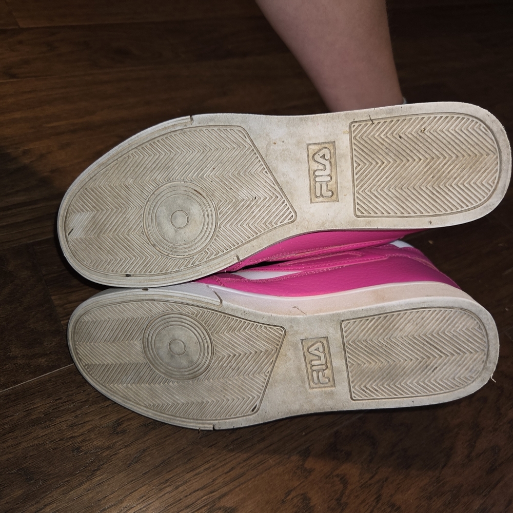 FILA Women's Hot Pink and White High-Top Sneakers Size 8 - Picture 6 of 6